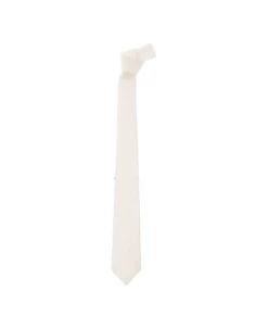 Ivory White Classic-style Tie In Polyester Man