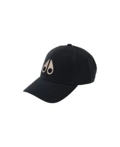 MOOSE KNUCKLES Black Baseball Cap With Metal Logo Patch In Cotton Man