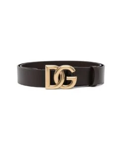Dolce & Gabbana Brown Leather Belt With Dg Buckle