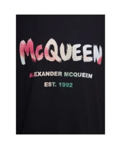 Alexander McQueen Black Oversized T-shirt With Multicolor Graffiti Logo Print In Cotton Man -Volk Clothing Sales 0e43e008dfbd1b8baefd304a73e34438
