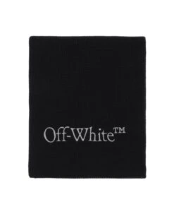 Off-White Wool Scarf With Logo Embroidery