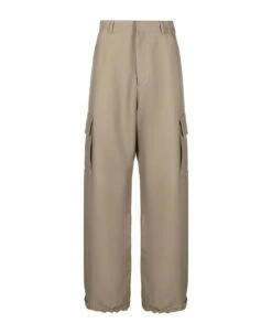 Off-White Ow Emb Drill Beige Cargo Trousers