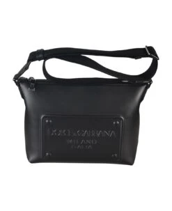 Dolce & Gabbana Logo Embossed Top Zip Crossbody Bag