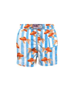 MC2 Saint Barth Fish Print On Striped Backcloth Swim Shorts -Volk Clothing Sales 1656b052d6881cb6cc5cb302c63e3beb