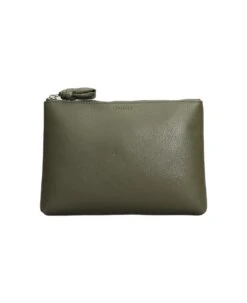 Lemaire Small Pouch Clutch In Green Leather
