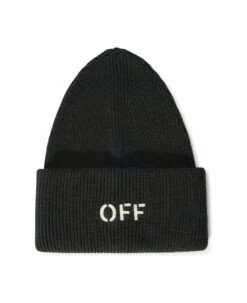 Off-White Off Stamp Loose Knit Beanie Black White