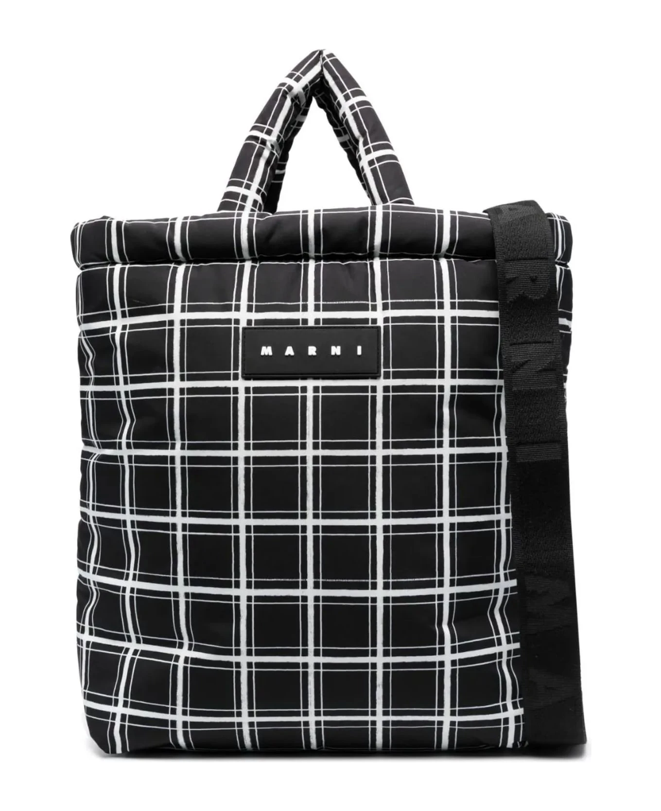 Marni Black And White Checkered Tote Bag 1 Marni Black And White Checkered Tote Bag
