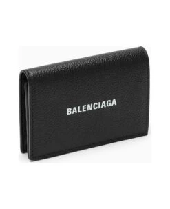 Balenciaga Black Grained Leather Card Case