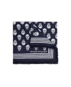 Alexander McQueen Skull Printed Fringed Scarf