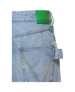 Bottega Veneta Light Blue 5-pocket Style Jeans With Green Patch In Cotton Denim Woman -Volk Clothing Sales 24b68345e8d43285bb0adef3d48b78ea