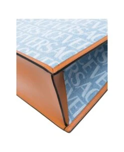 Versace Tote Bag With All-over Logo Print In Light Blue Canvas Man -Volk Clothing Sales 252db438b3ff3a5118664036be3dd469