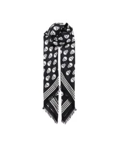 Alexander McQueen Black/white 'biker Skull' Scarf
