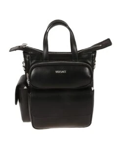 Versace Front Logo Pocket Zip Tote