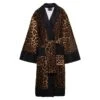 Multicolor Kimono Bathrobe With All-over Leopard Print In Cotton Dolce & Gabbana