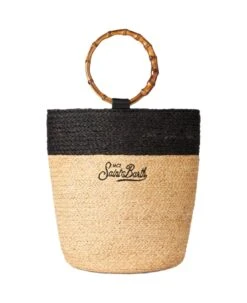 MC2 Saint Barth Raffia Bucket Bag With Bamboo Handles