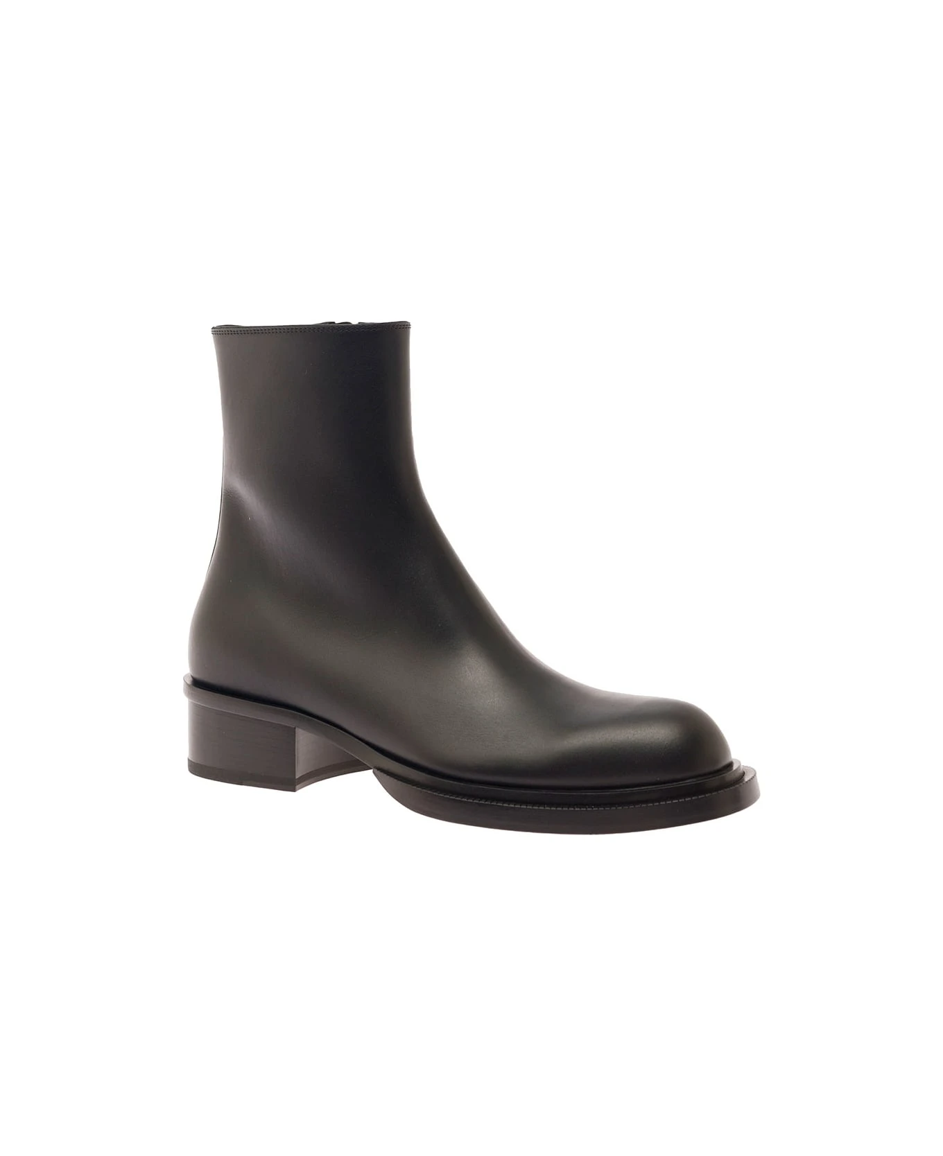 Alexander McQueen 'stack' Black Round-toe Boots In Smooth Leather Man 2 Alexander McQueen 'stack' Black Round-toe Boots In Smooth Leather Man - Image 2