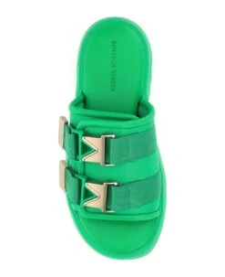 Bottega Veneta Green Nylon Flash Slippers -Volk Clothing Sales 2e5a164272290051194a78a3ad9e1579