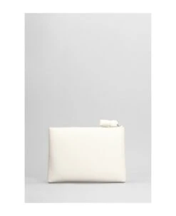 Lemaire Small Pouch Clutch In White Leather -Volk Clothing Sales 30c33e6d0311aa84fb7f04882f4e0146