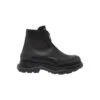 Alexander McQueen Black Zip-up Ankle Boots And Embossed Logo In Leather Man