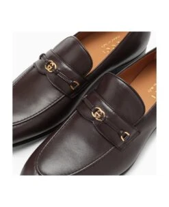 Gucci Cocoa Leather Moccasin With Gg Cross-stitching -Volk Clothing Sales 3fb3b7dae88b4913f57b4a90c5022370