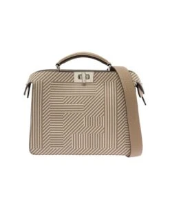 FENDI Mini Peekaboo Bag In Two-tone Printed Leather