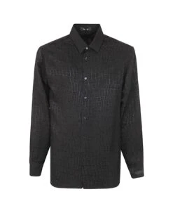 Versace Informal Shirt Jacquard Viscose Fabric With Crocodile Print