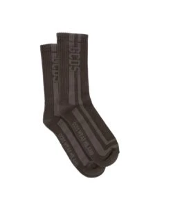Black Socks In Jacquard Yarn With Tonal Logo Gcds Man