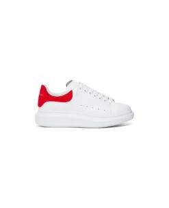 Alexander Mcqueen Man's Oversize White Leather And Red Heel Sneakers