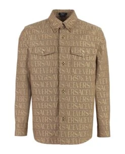 Versace Jacquard Fabric Overshirt With Logo