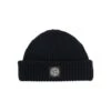 Stone Island Navy Blue Ribbed Beanie With Logo