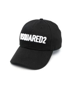 DSQUARED2 Black Baseball Cap With Contrasting Maxi Logo In Cotton Man