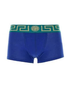 Versace Electric Blue Stretch Cotton Boxer