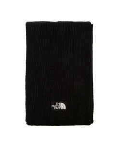 The North Face Black Ribbed Scarf With Patch Logo In Acrilic Blend Man