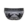 Versace Black And White Swim Briefs With All-over Barocco Print In Stretch Polyester Man