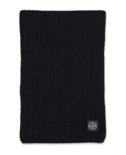 Stone Island Logo Patch Knitted Scarf