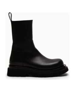 Bottega Veneta Lug Black Leather Boot