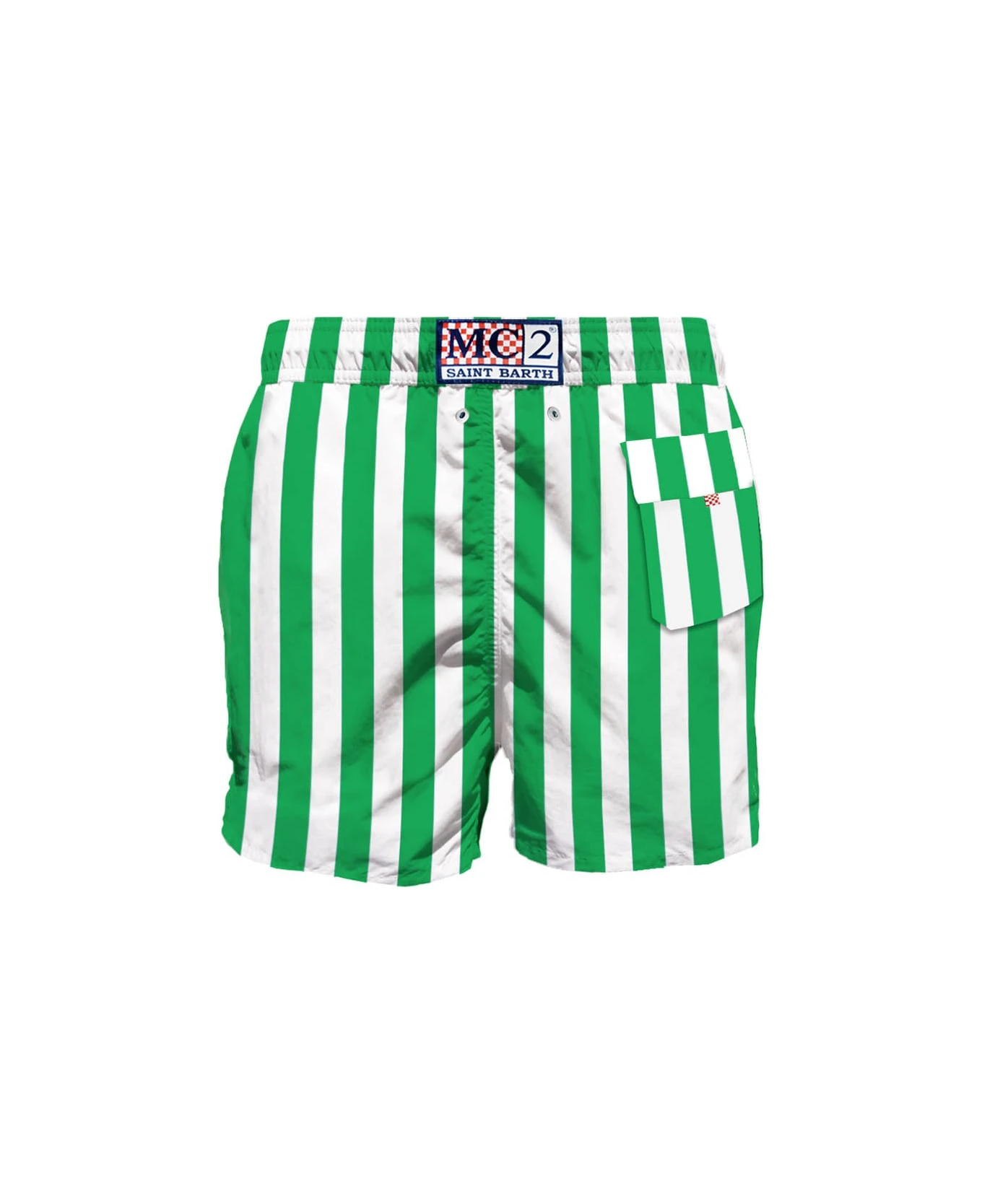 MC2 Saint Barth Green Mid-length Swim Shorts With Embroidery 2 MC2 Saint Barth Green Mid-length Swim Shorts With Embroidery - Image 2