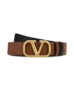 Valentino Garavani Brown Leather Vlogo Belt