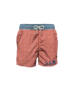 MC2 Saint Barth Man Swim Shorts Gingham Print And Pocket