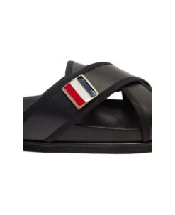 Criss Cross Strap Sandals With Logo In Black Leather Man -Volk Clothing Sales 5df7f36903722d65cc7cf5524863f1a2