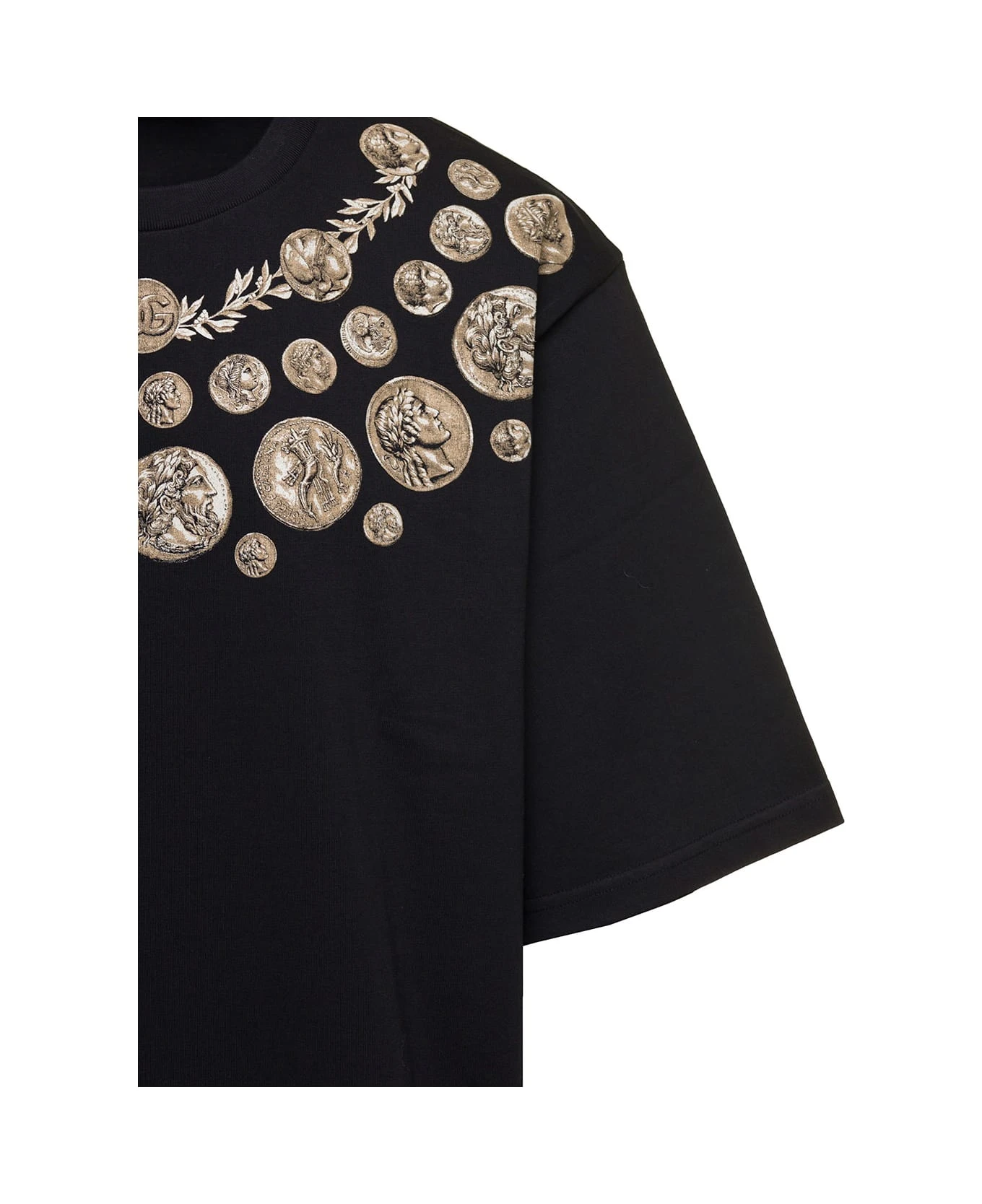 Dolce & Gabbana Black Oversized T-shirt With 'monete' Print Detail In Cotton Man 3 Dolce & Gabbana Black Oversized T-shirt With 'monete' Print Detail In Cotton Man - Image 3