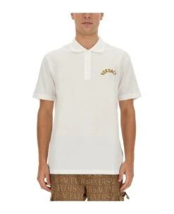 Versace Polo With Logo Embroidery