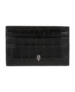 Alexander McQueen Croco Effect Skull Card Holder