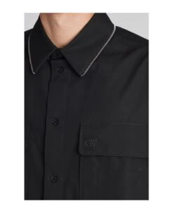 Off-White Shirt In Black Cotton -Volk Clothing Sales 66cc7eb2a24452d7356ea6c07439945a