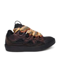 Lanvin Curb Sneakers In Brown Leather