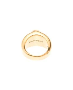 Alexander Mcqueen Man's Skull Gold Colored Brass Ring -Volk Clothing Sales 711b72c861f90506aaf434219535fe5b