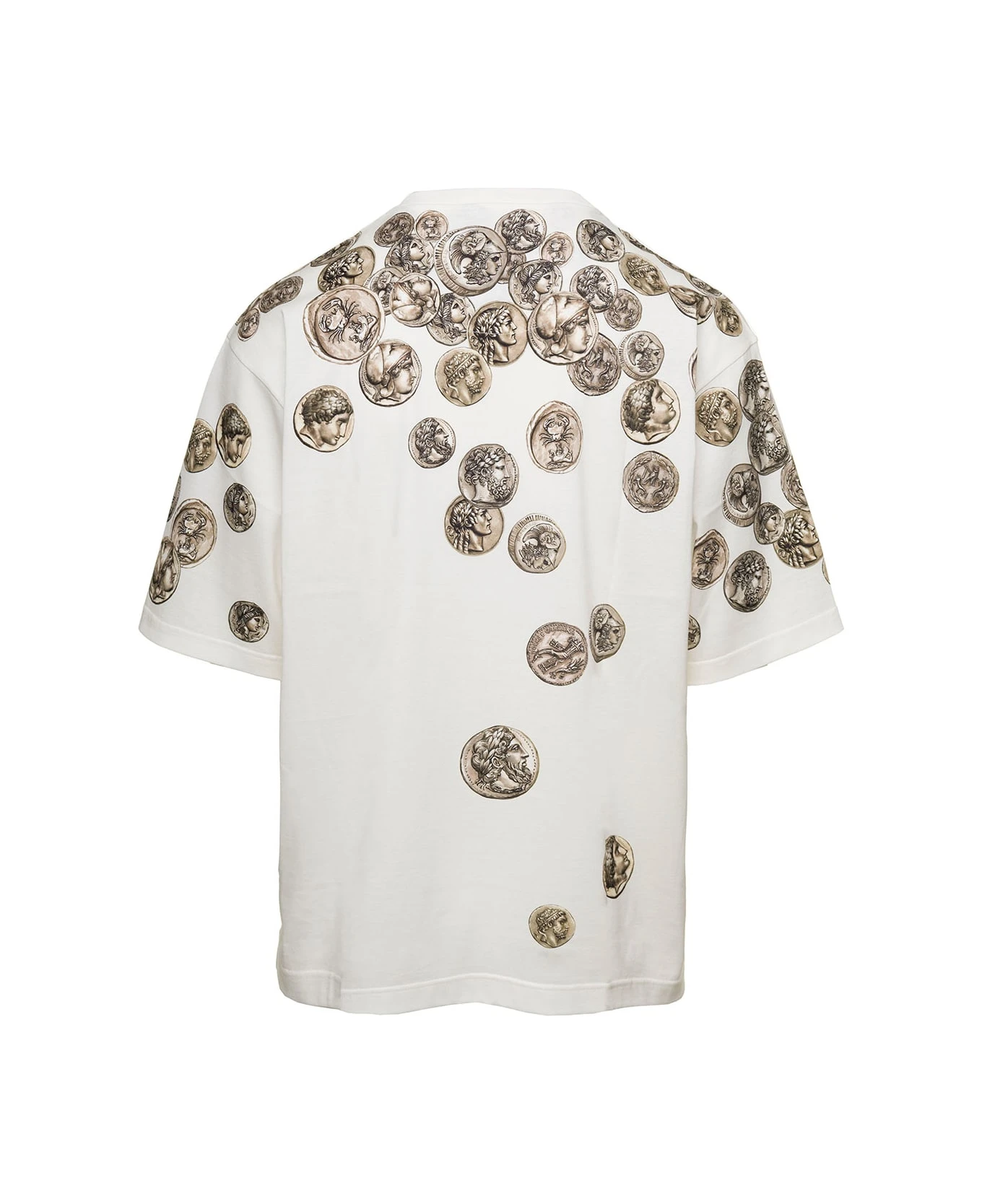 Dolce & Gabbana White Oversized T-shirt With All-over 'monete' Print In Cotton Man 2 Dolce & Gabbana White Oversized T-shirt With All-over 'monete' Print In Cotton Man - Image 2