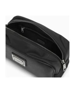 Dolce & Gabbana Black Nylon Beauty Case With Silver Logo Plaque -Volk Clothing Sales 73499e0a0040c4faf3cceed7e09c2acd
