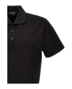 Versace Logo Sequin Polo Shirt -Volk Clothing Sales 74a59c61d98f088f3b6fd432d192af6b