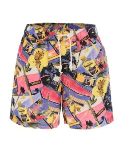 Palm Angels Swimtrunks With Miami Mix Print